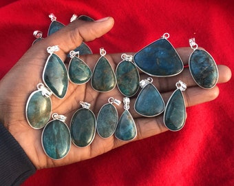 Apatite Gemstone Necklace Pendant, Silver Overlay Handmade Pendant, Bohemian Crystal Necklace, Women Gemstone Jewelry, Hippie Pendant