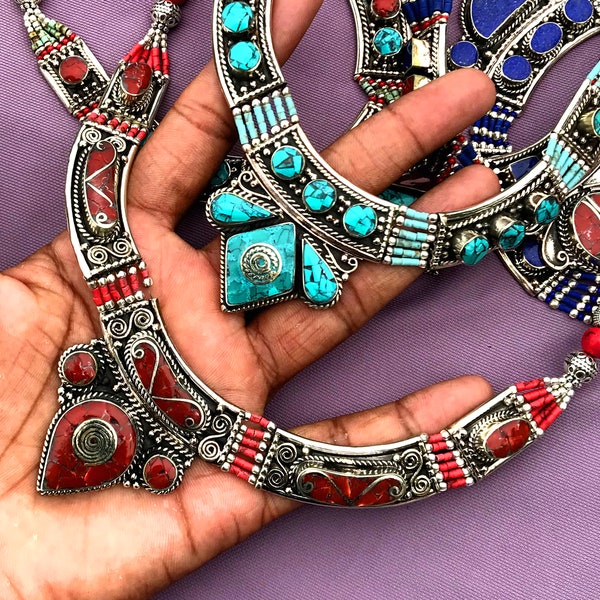 Beautiful Tibetan Nepali Pendant, Boho Necklace, Handmade Necklace, Dainty Necklace, Antique Tibetan Nepali Women Persian Boho Jewelry