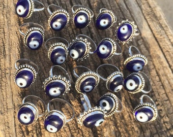 Evil Eye Ring, Silver Plated Evil Eye Ring, Blue Evil Eye Ring, Wrapped Evil Eye Ring, Silver Plated Evil Eye Ring, Evil Eye ring Lot