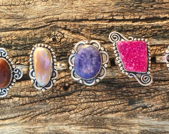 Amethyst Und Messing Ring, Amethyst und Messing Ring, Boho Ring, Hippie Ring Lot