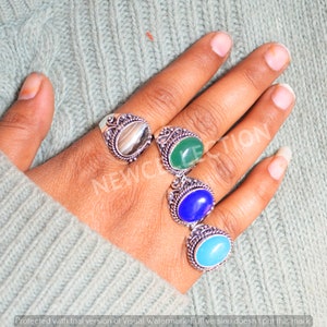 Men Crystal Rings, Custom Dainty Crystal Rings, Unique Gemstone Rings, Rings for Women, Boho Rings, Assorted Crystal Rings Size 6 To 10 image 10