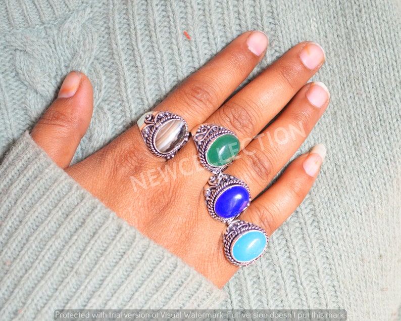 Men Crystal Rings, Custom Dainty Crystal Rings, Unique Gemstone Rings, Rings for Women, Boho Rings, Assorted Crystal Rings Size 6 To 10 image 10