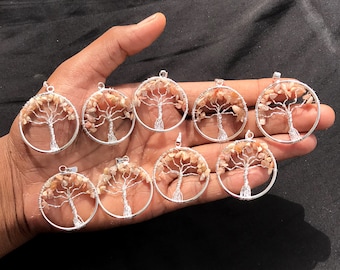 Natural Sunstone Tree OF Life GemStone Pendants Tree OF Life Jewelry