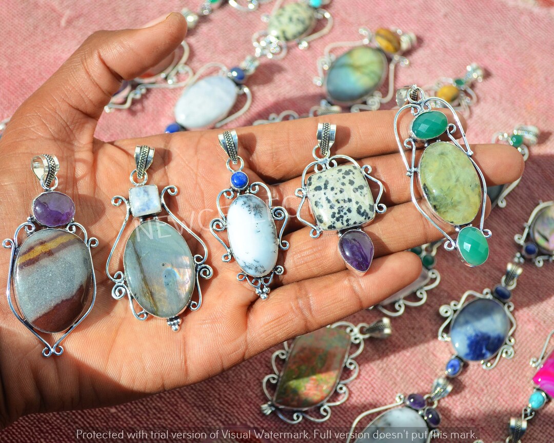 Assorted Big Crystal Pendants Boho Pendants Multi Gemstone Etsy