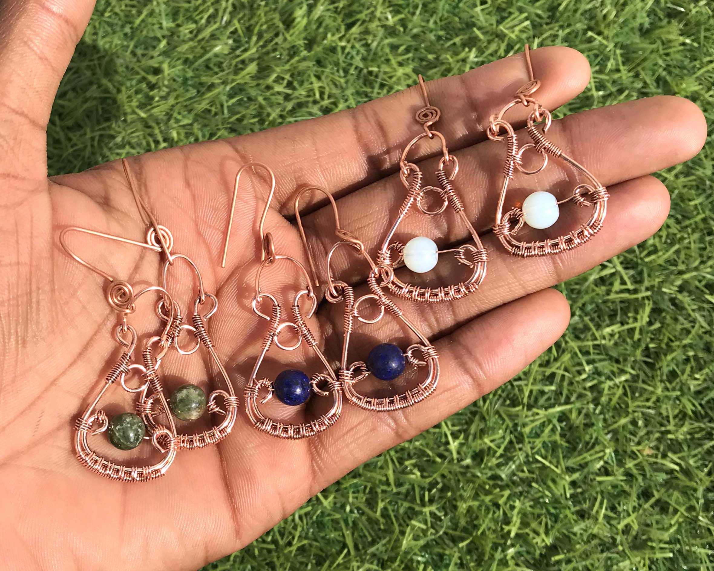Natural Crystal Copper Earrings, Handmade Earrings