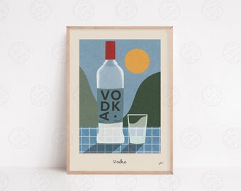 The Vodka Print - Positieve Kunst aan de Muur, Cocktail Poster, Woonkamer Wall Art, Keuken Kunst, Housewarming Gift, Pop Art Print, Bar Art