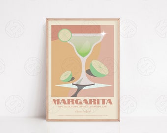 The Margarita Print - Positive Wall Art, Cocktail Poster, Living Room Wall Art, Kitchen Art, Housewarming Gift, Pop Art Print, Bar Art