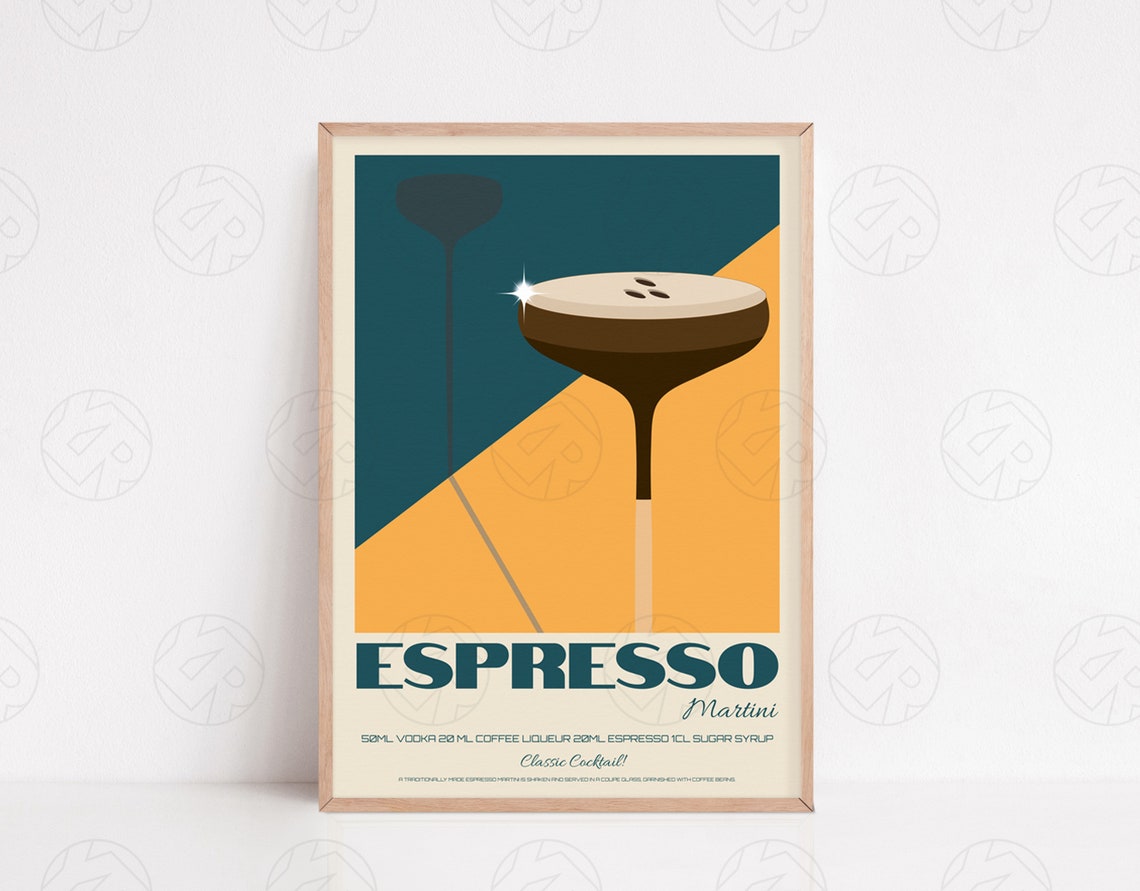The Espresso Martini Print Positive Wall Art Cocktail Etsy