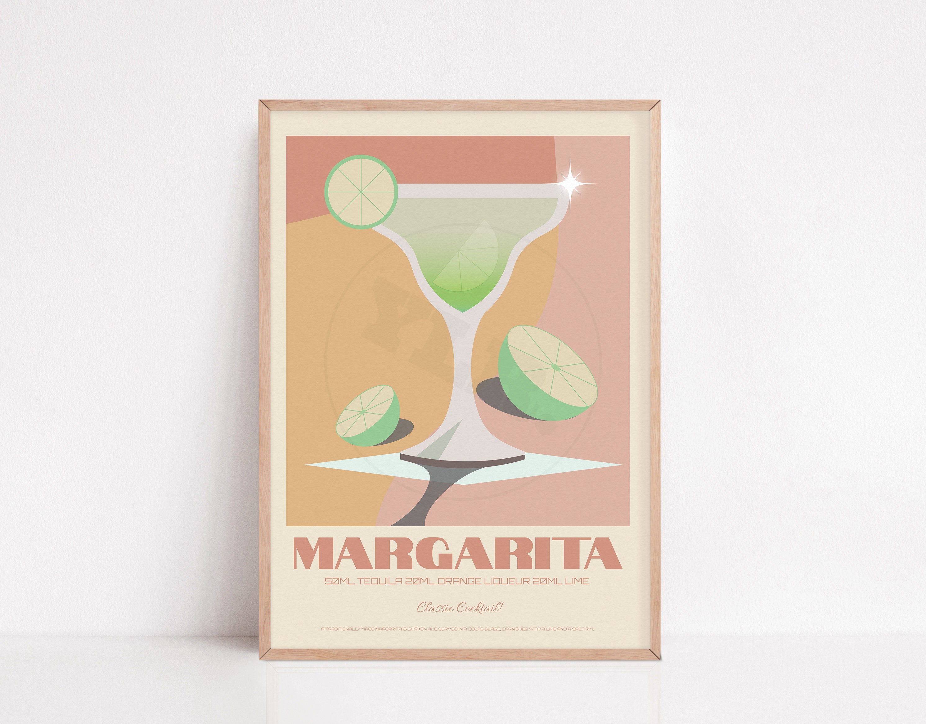 The Margarita Print Positive Wall Art Cocktail Poster Etsy