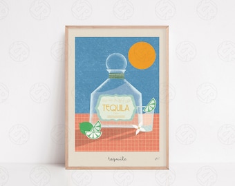 The Tequila Print - Positive Wall Art, Cocktail Poster, Living Room Wall Art, Kitchen Art, Housewarming Gift, Pop Art Print, Bar Art