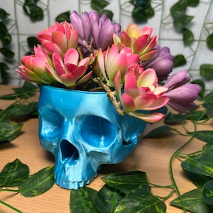 Hanging Skull Planter Pot: Gothic Halloween Decor with Hemp String