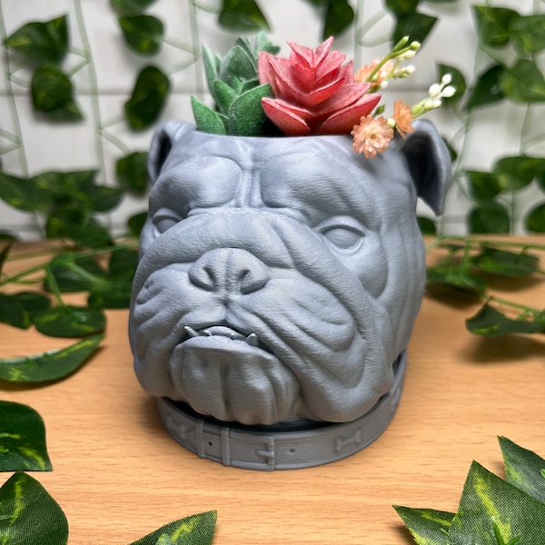 Bulldog Succulent Planter, English Bulldog Plant Pot, Bulldog Lover Gift, Pet Decor,Dog Head Planter