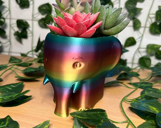 Elephant Planter, Succulent Animal Pot, Planter with Drainage, Animal Lover Gift