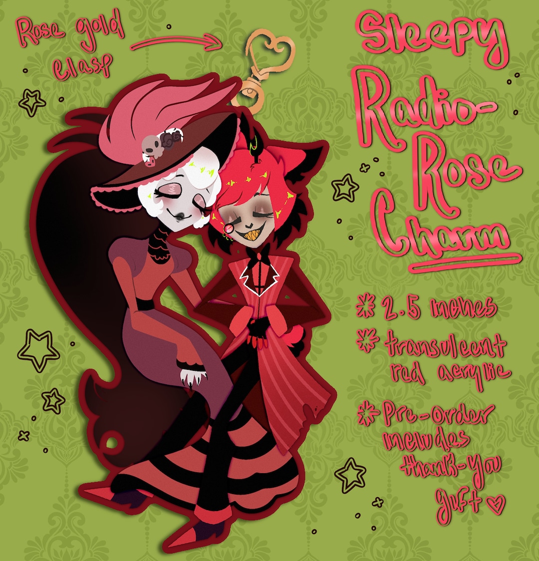 Sleepy Radiorose Acrylic Charm PRE-ORDER Hazbin Hotel Helluva Boss ...