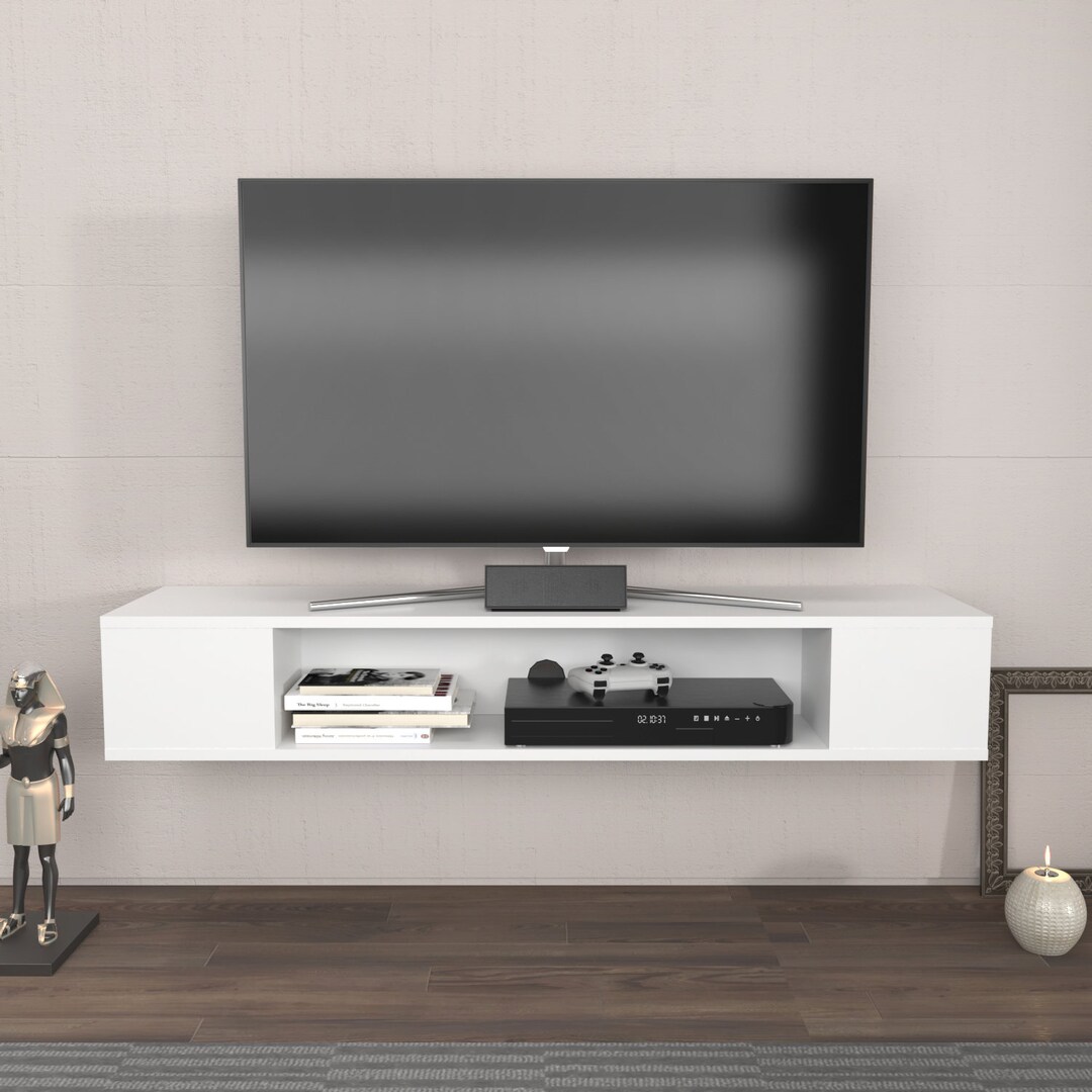 Peti Floating TV Stand White for Tvs up to 65 Etsy