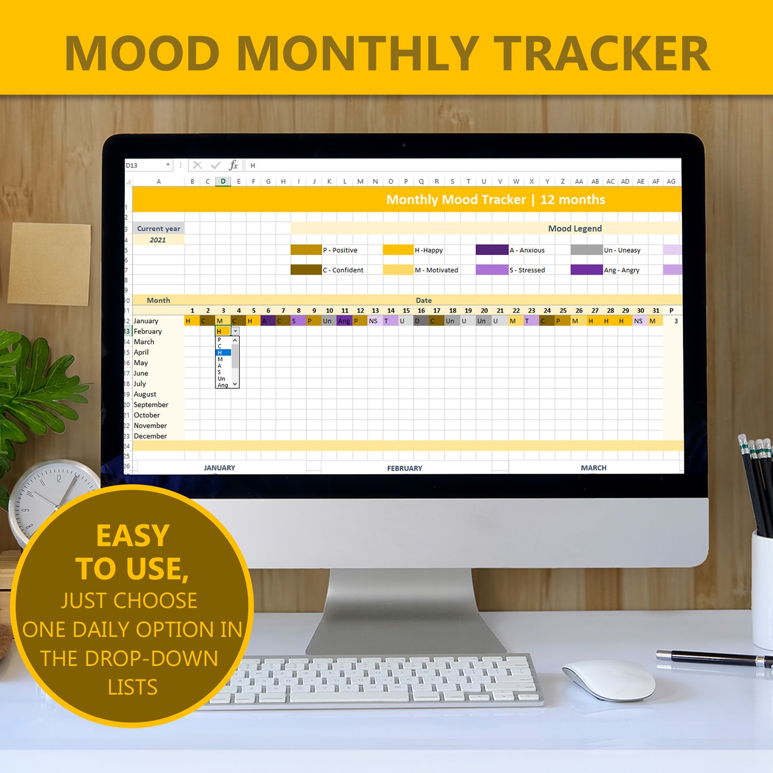 Mood Daily & Monthly Tracker Vorlage Emotions Journal | Etsy