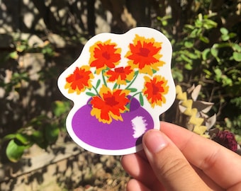 Marigolds Sticker - Floral, Colourful, Matte, Vinyl, Weatherproof