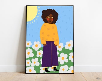 Daisy Art Print - Floral, Colourful Illustration