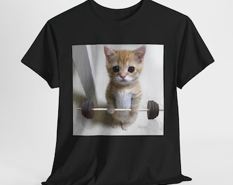 Gym Cat Unisex T-Shirt, Funny Cotton Tee for Men or Women, Parody Gift Shirt, Fitness Lover Top, Workout Apparel