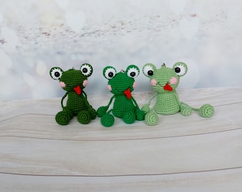 Gehäkelter Grüner Frosch Schlüsselanhänger, niedlicher Taschenanhänger