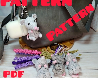 Crochet Mouse Keychain Pattern: Gray Amigurumi Charm (PDF Pattern)