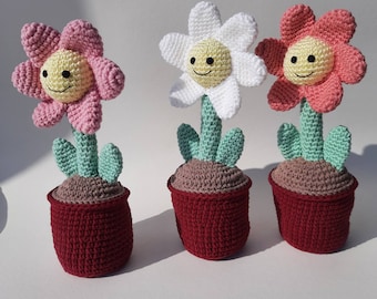 Crochet flower in pot. Flower lover gift .Stuffed Flower in a Pot. Cute Crochet Toy. Flowers for mother's day Gifts for Kids. Desktop dekor