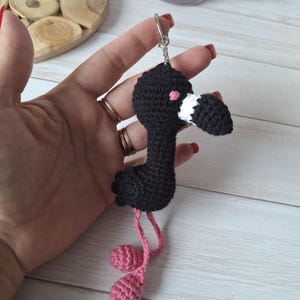 Black flamingo crochet keychain or pendant for a bag or backpack