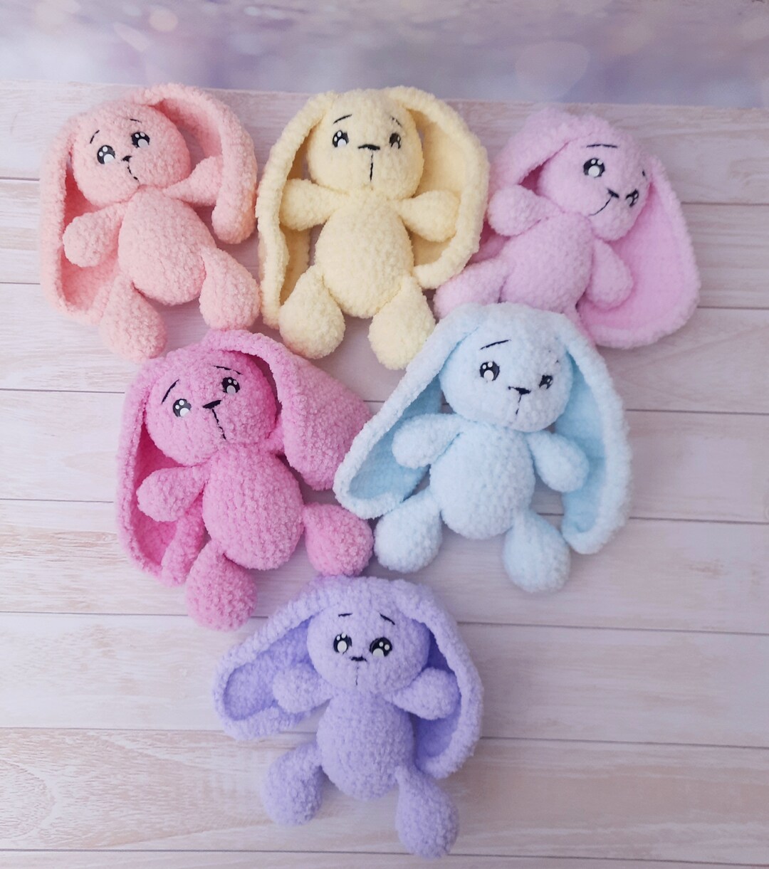Crochet Bunny Plush Long Ear Bunny Toy Personalized Soft Etsy
