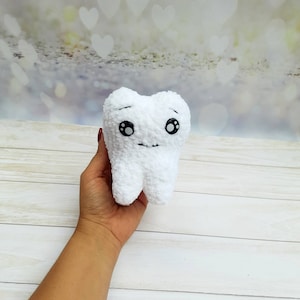 Crochet plush tooth Gift for the dentist Desktop decor Amigurumi tooth toy