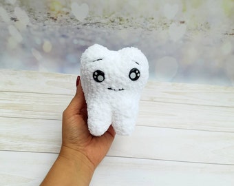 Crochet plush tooth Gift for the dentist Desktop decor Amigurumi tooth toy