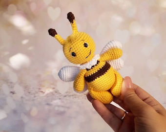 Cute bee toy Crocheted cotton bee Amigurumi bamblebee Gift for girl Bee for toddlers Small bee toy