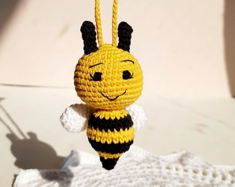 Cute car accessories bee crochet    Symbol of the Ukrainian people Small bee toy