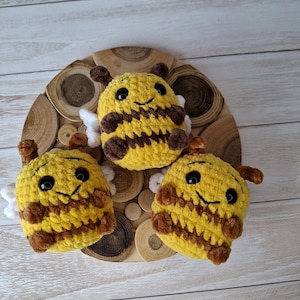 Crochet plush bee  Handmade amigurumi toy Custom colors Soft stuffed animal Bee gift Kawaii bee plush