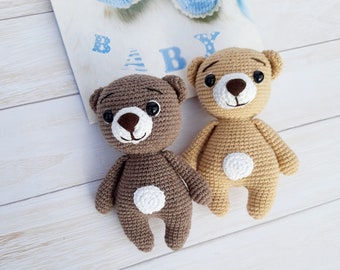 Gehäkelter Teddybär, gehäkelter Teddybär, handgemachter Teddybär aus Baumwolle, Geschenk Kleinkind, Teddybär
