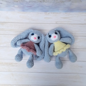 Crochet bunny toy, Personalized plush bunny, Baby bunny toy in dress,  Cute plush bunny for kids