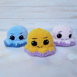 Crochet octopus reversible Toy with emotions Plush soft octopus Cute octopus