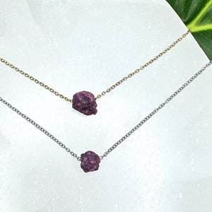 July Birthstone Necklace | Raw Ruby Necklace, Raw Crystal Jewelry, Cancer Gift, Leo Birthday Gift, Zodiac Necklace