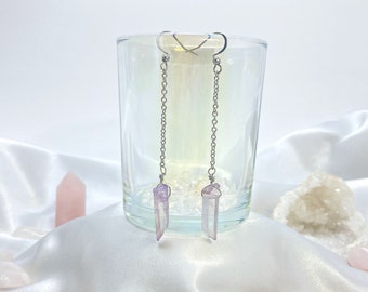 Raw Crystal Earrings Dangle, Raw Crystal Earrings, Stone Earrings Dangle, Healing Crystal Earrings, Quartz Earrings, Chain Earring, Holistic