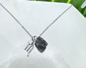 Zodiac Sign Necklace, Scorpio Necklace, Raw Crystal Zodiac Necklace, Zodiac Crystals, Zodiac Sign Gift, Scorpio Gifts, Scorpio Jewelry