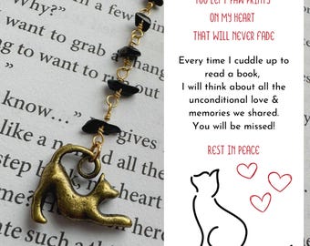 Cat Memorial Bookmark | Crystal Hook Bookmark, Cat Memorial Gift for Readers, Cute Book Accessory, Personalized Bookmark for Friend Lost Cat