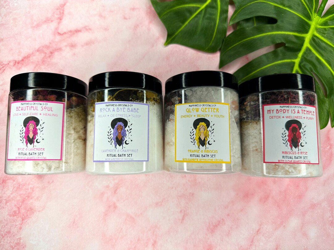 Spiritual Bath Kit Set Crystal Bath Salts, Ritual Bath Kit, Cleaning
