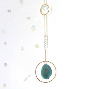 Green Agate Crystal Suncatcher, Crystal Sun Catcher Hanging Crystals, Crystal Prism Suncatcher Crystal, Dopamine Decor, Rainbow Maker