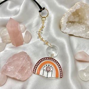 Suncatcher for Car | Crystal Car Charm, Car Charms Rainbow, Sun Catcher Crystal, Hanging Crystals for Car, Car Hanging Ornament, Evil Eye