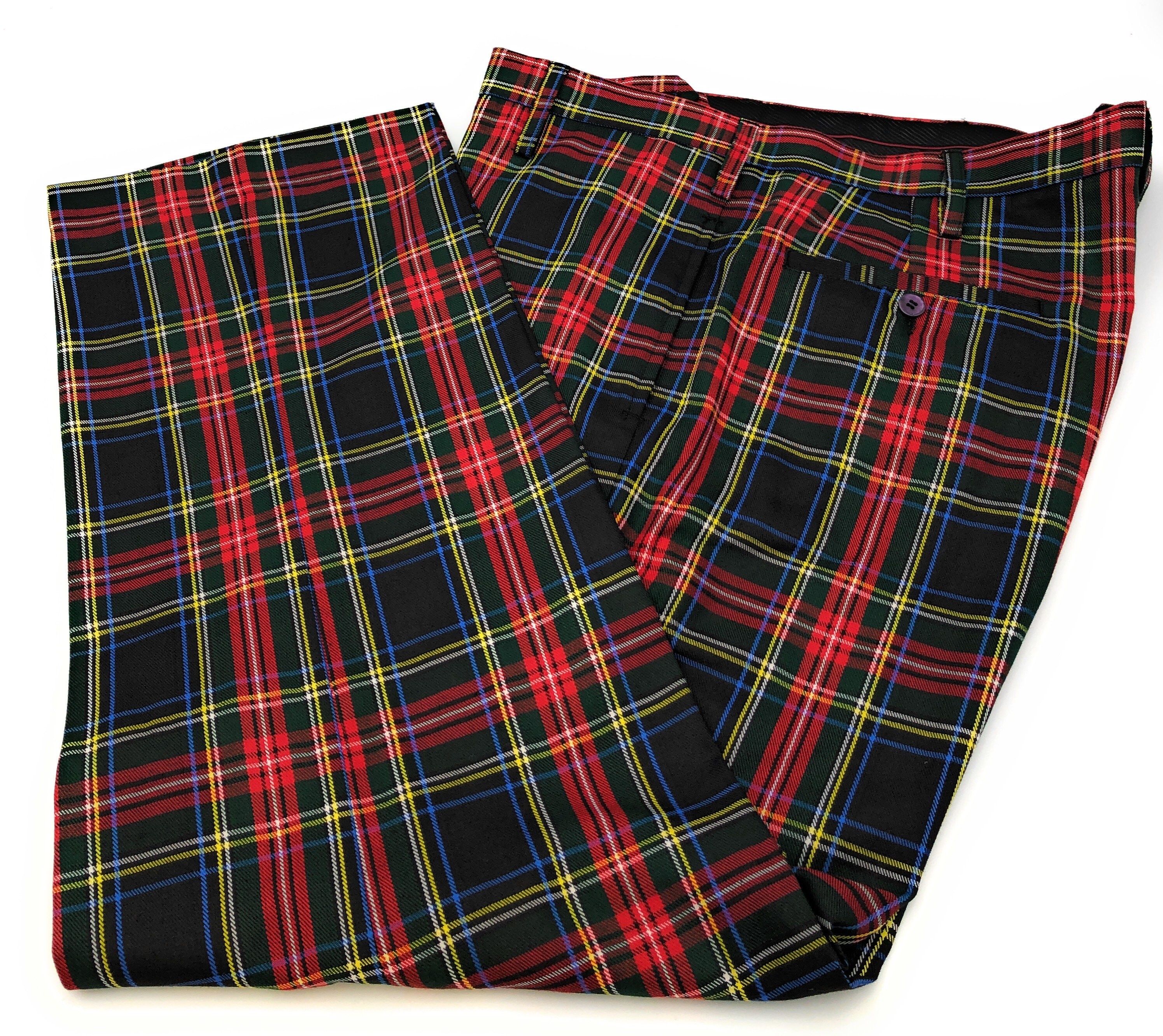 Tartan Black Stewart Trousers Size 44R 