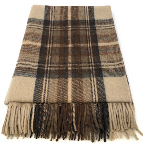 Highland Wool Blend Stewart Natural Dress Tartan Blanket Throw - Etsy
