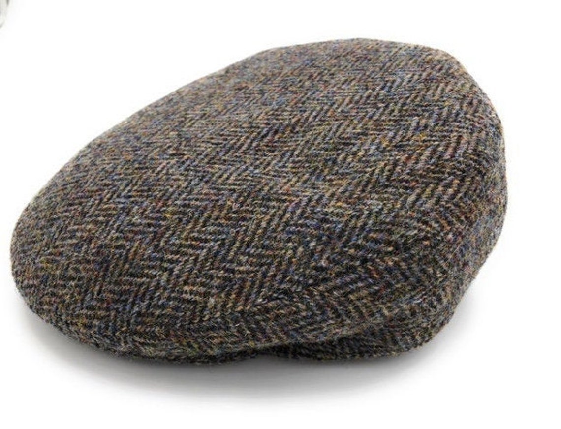 Mens 100 Harris Tweed Brown Herringbone Flat Cap New 4208 Etsy