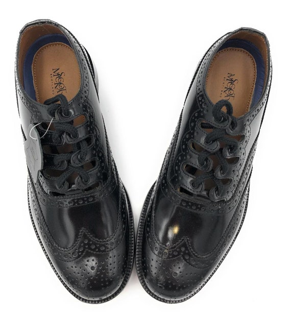 Brogues in pelle nera al 100% / Scarpe Taglia 7 Nuovo di zecca | Etsy Italia