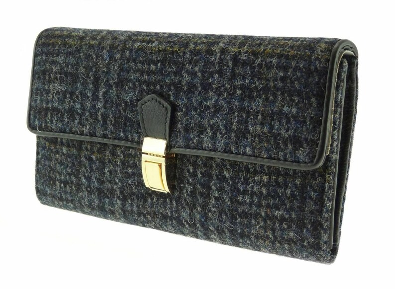 Harris Tweed /& Leather /'Diane/' Large Purse in GreyBlack Check LB2500-COL44
