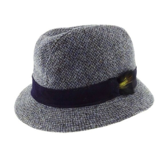 Gents Authentic Harris Tweed Trilby Hat 