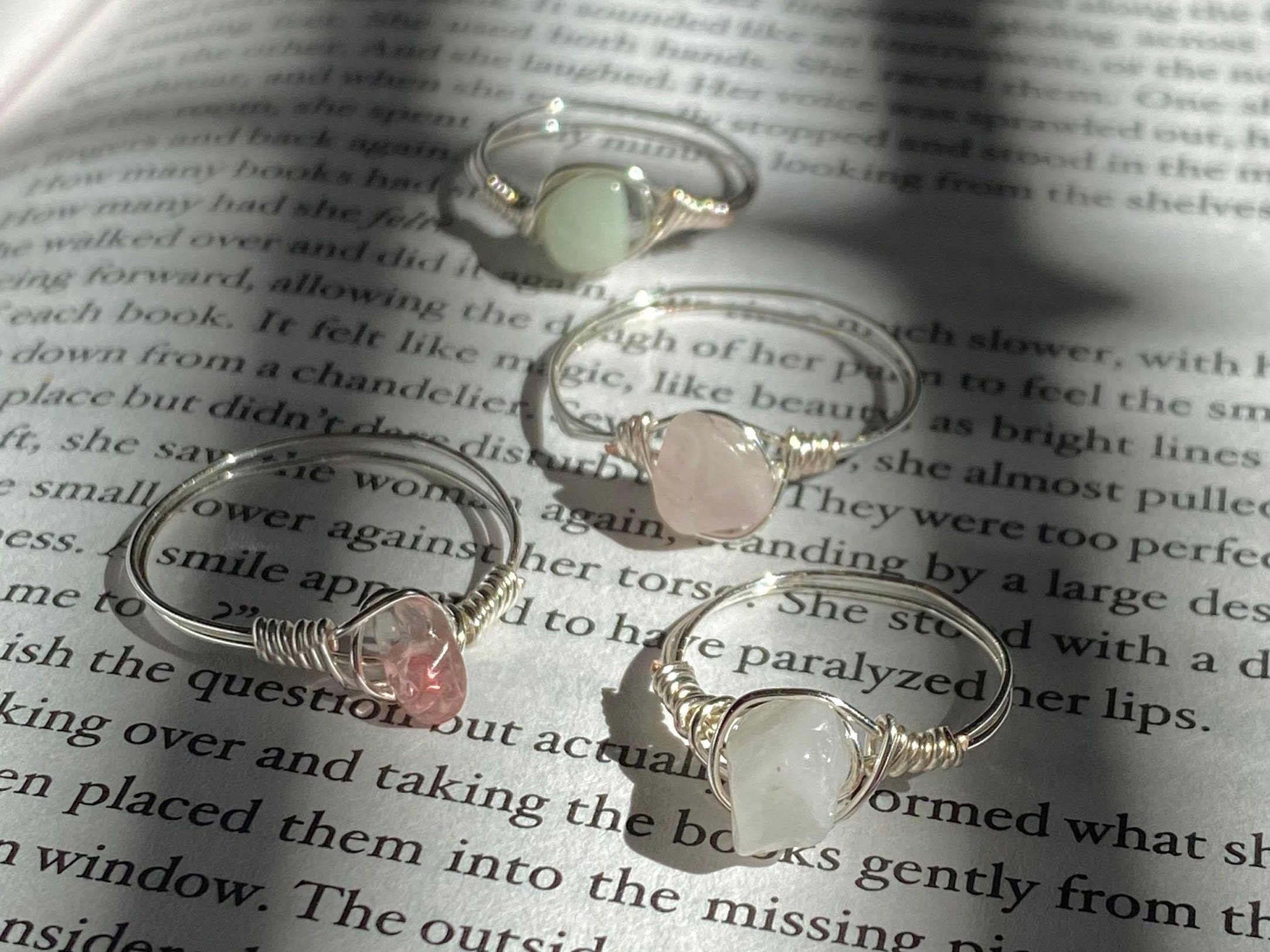 Silver Wire Wrapped Rings // Crystal Wire Rings // Wire - Etsy